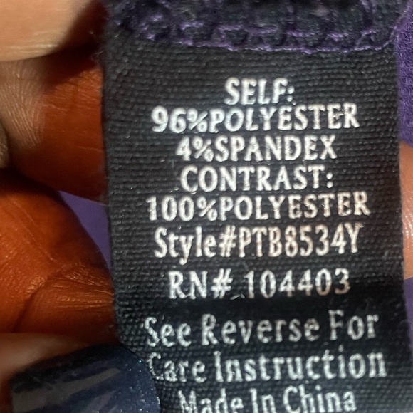 Flower and Feather Purple Womens Blouse with Sheer Decorative Short Sleeves - Picture 10 of 12